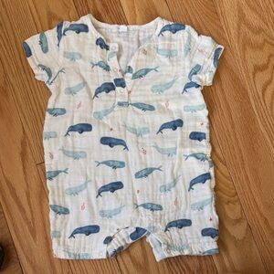 100% Organic Muslin Whale Onesie